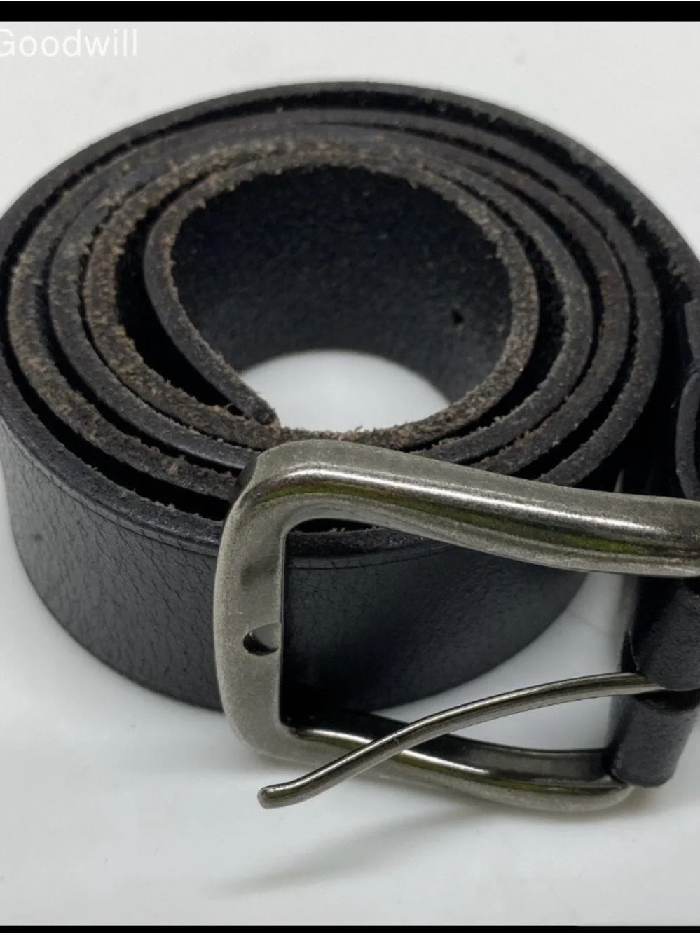 Vintage Frye Classic Leather Belt w/Brushed Metal Buckle~ 47” fits Sz 10
